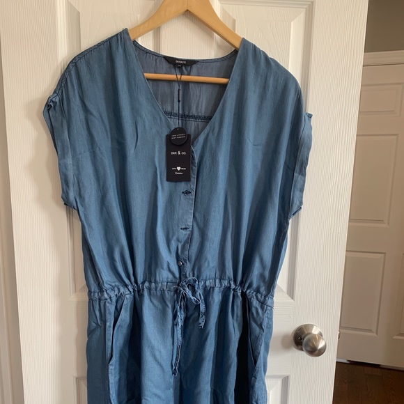 NWT DKR & Co blue lyocell drawstring dress - Picture 6 of 6